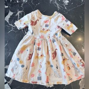 Pink Chicken Multicolor Animal Print Kids Dress